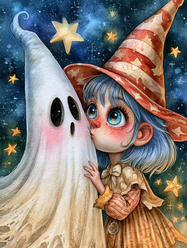 A Kiss for Boo diamond painting design by Sandrietta premium diamond painting kit by Veloura