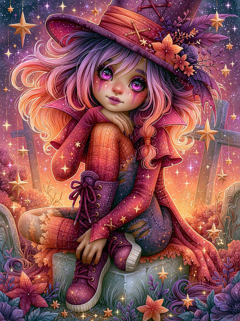 Starlight Witchling diamond painting design by Sweet_loco_ai