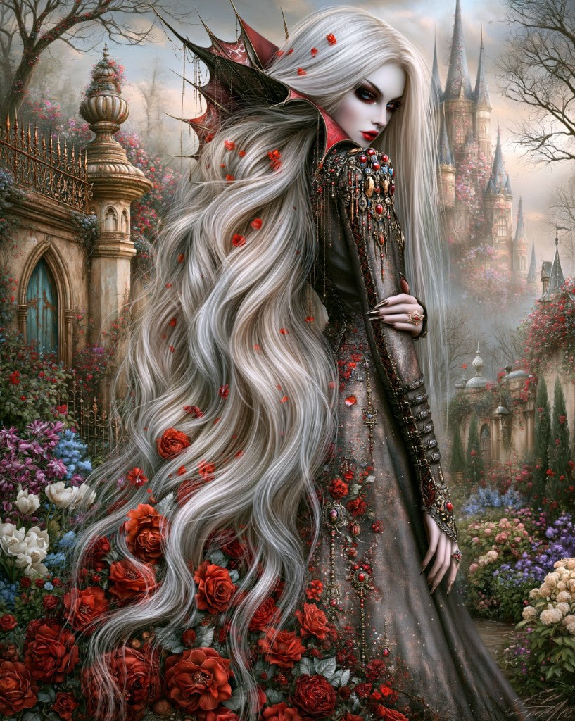 Roseblood Elegance diamond painting design by Anny_AI premium diamond painting kit by Veloura