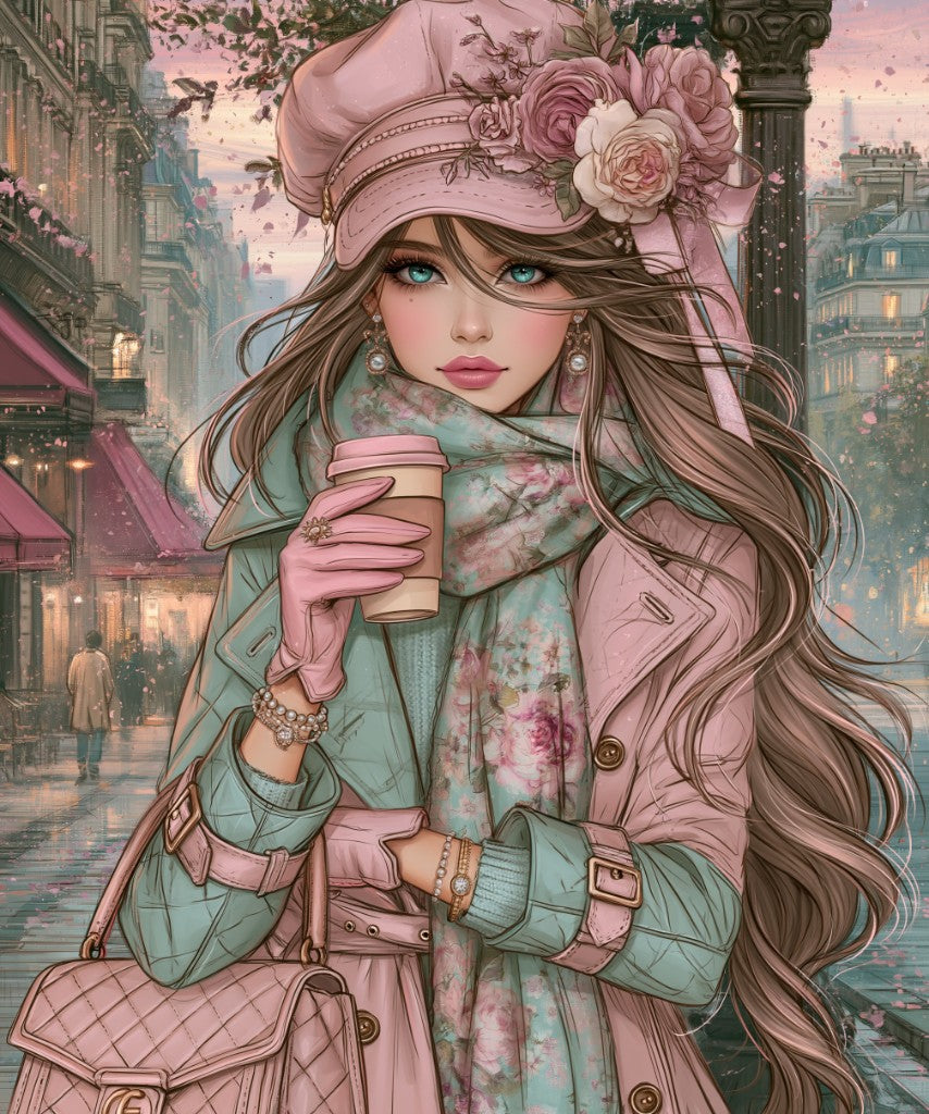 Rose Avenue diamond painting design by Anny_AI premium diamond painting kit by Veloura