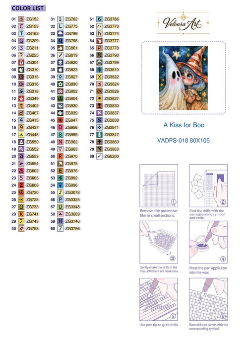 A Kiss for Boo color list and symbols — VADPS-041