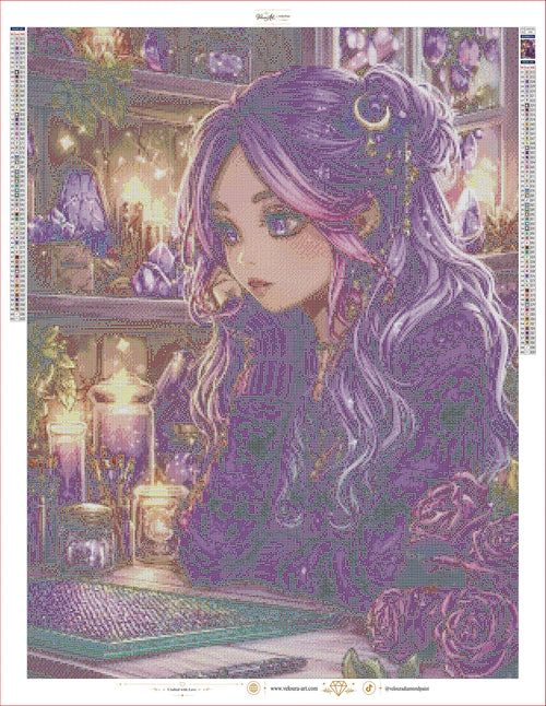Amethyst Dreams production canvas – symbol chart and color legend (VADPS-008) Ultra HD