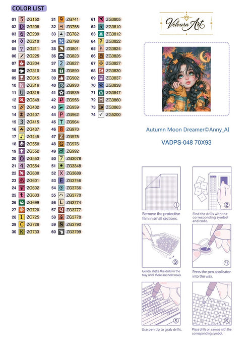 Autumn Moon Dreamer color list and symbols — VADPS-065