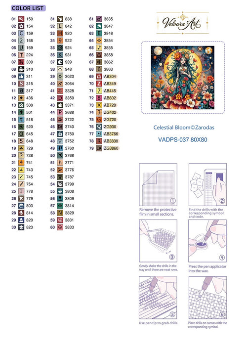 Celestial Bloom color list and symbols — VADPS-054