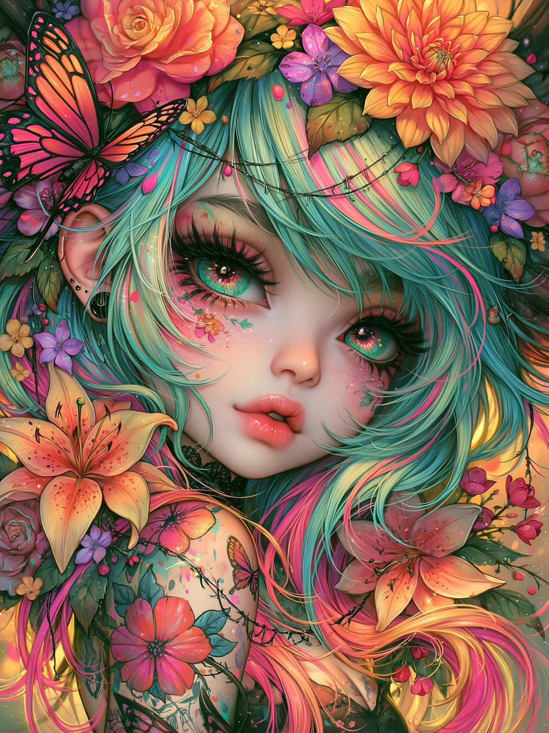 Garden of Butterfly Dreams diamond painting design by Sweet_loco_ai premium diamond painting kit by Veloura