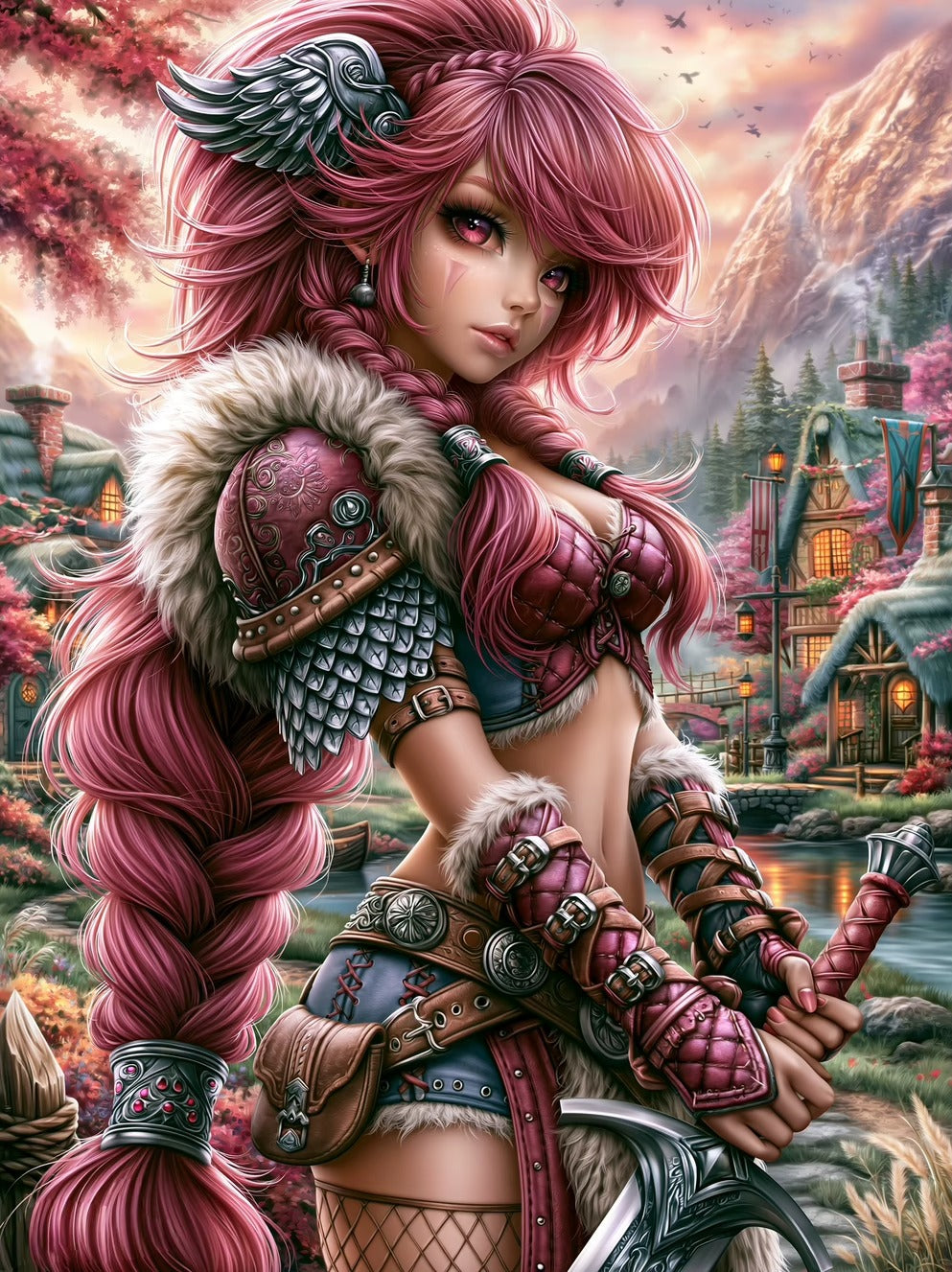 Rose Valkyrie diamond painting design by Sweet_loco_ai premium diamond painting kit by Veloura