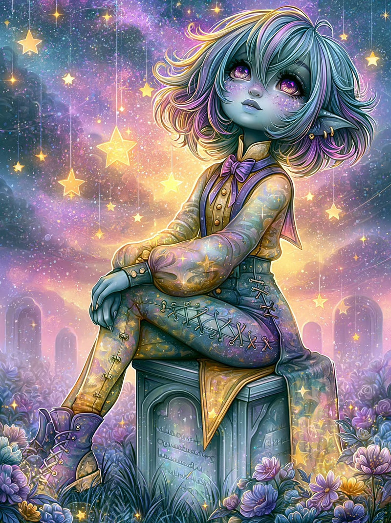 Starlight Dreamer diamond painting design by Sweet_loco_ai premium diamond painting kit by Veloura